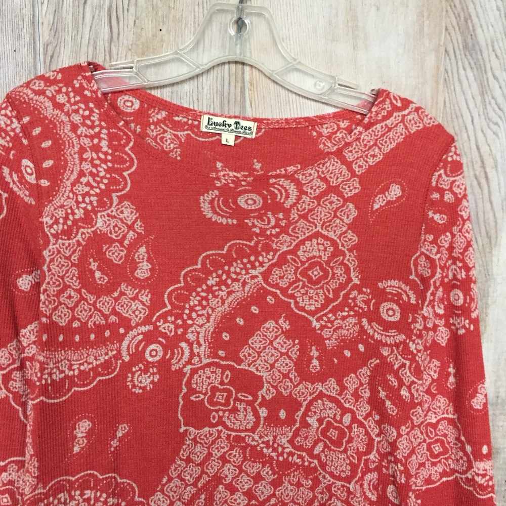 Lucky Brand Light Waffle Weave Top L - Picture 2 of 9